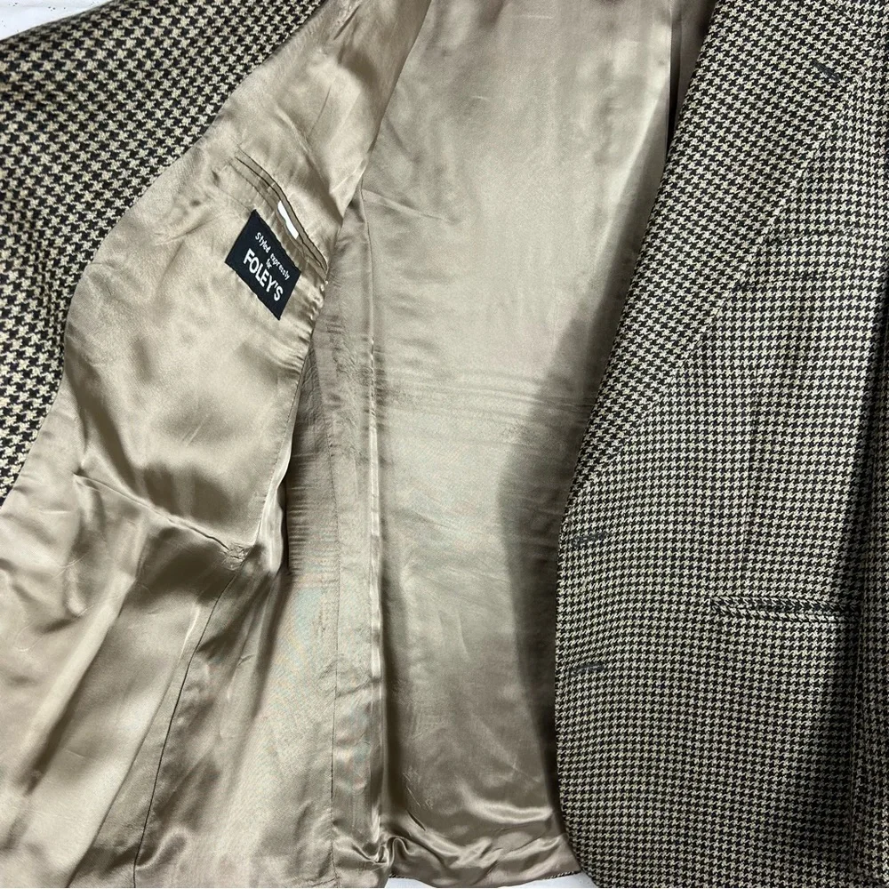CHAPS Ralph Lauren Black & Tan Houndstooth Pure New Wool Men’s Blazer 42S